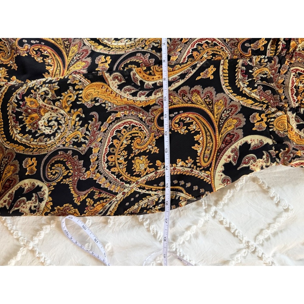 House of Harlow 1960 x REVOLVE Paisley Ruffle Wide Leg Jumpsuit Black Gold XS - Picture 10 of 11